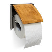 TOILETTENPAPIERHALTER - Hellbraun, Holz/Metall (14.5/13.5/2.5cm) - Relaxdays
