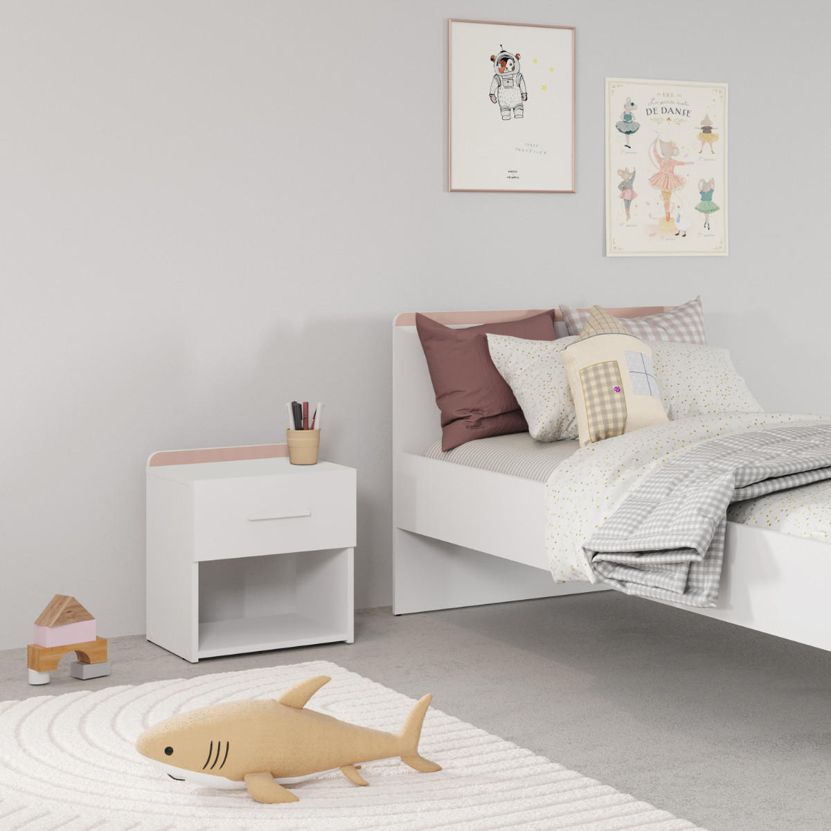 NACHTTISCH reverso weiss - Weiß, Holzwerkstoff (34.3/45.8/48cm) - Calicosy