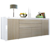 SIDEBOARD La Paz Eiche sägerau / Weiß Hochglanz - Eiche San Remo, Holzwerkstoff (200/72/35cm) - Vladon