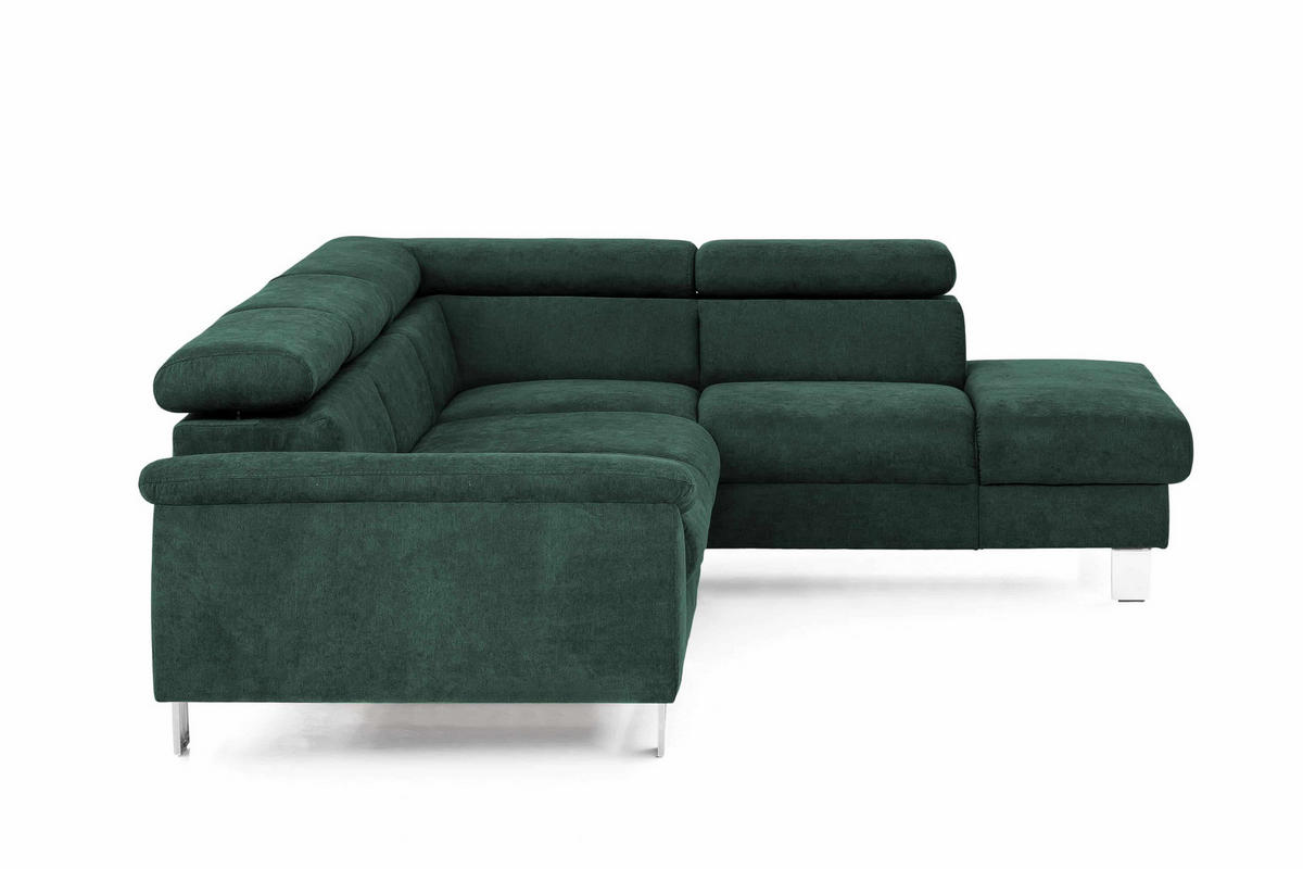 ECKSOFA mit Schlaffunktion und Bettkasten - Chromfarben/Grün, Holz/Textil (207/249cm) - Cotta