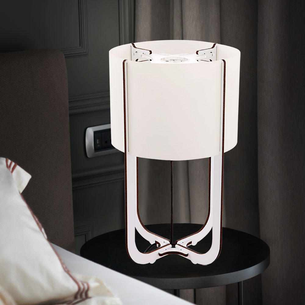 LED TISCHLEUCHTE LIGNANO Weiß Braun - Weiß, Kunststoff (15/15/25cm) - Globo Lighting