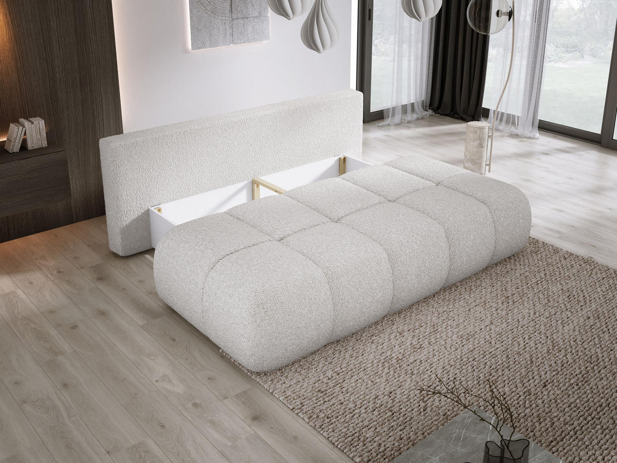 SOFA COCO MINI SCHLAFSOFA mit Bettfunktion, Anthology Stoffbezug, 2-Sitzer, freistehend, Größe: 205x105x97 cm, Esche - Eschefarben, Holz/Textil (205/97/105cm) - DomoHome