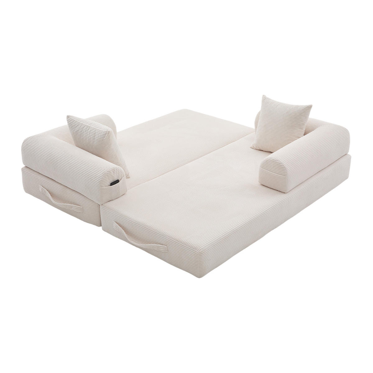 SOFA 3-Sitzer in Beige aus Cord mit modularem Design und Metallrahmen - Weiß, Holzwerkstoff/Textil (200/67/94cm) - CHICFURN