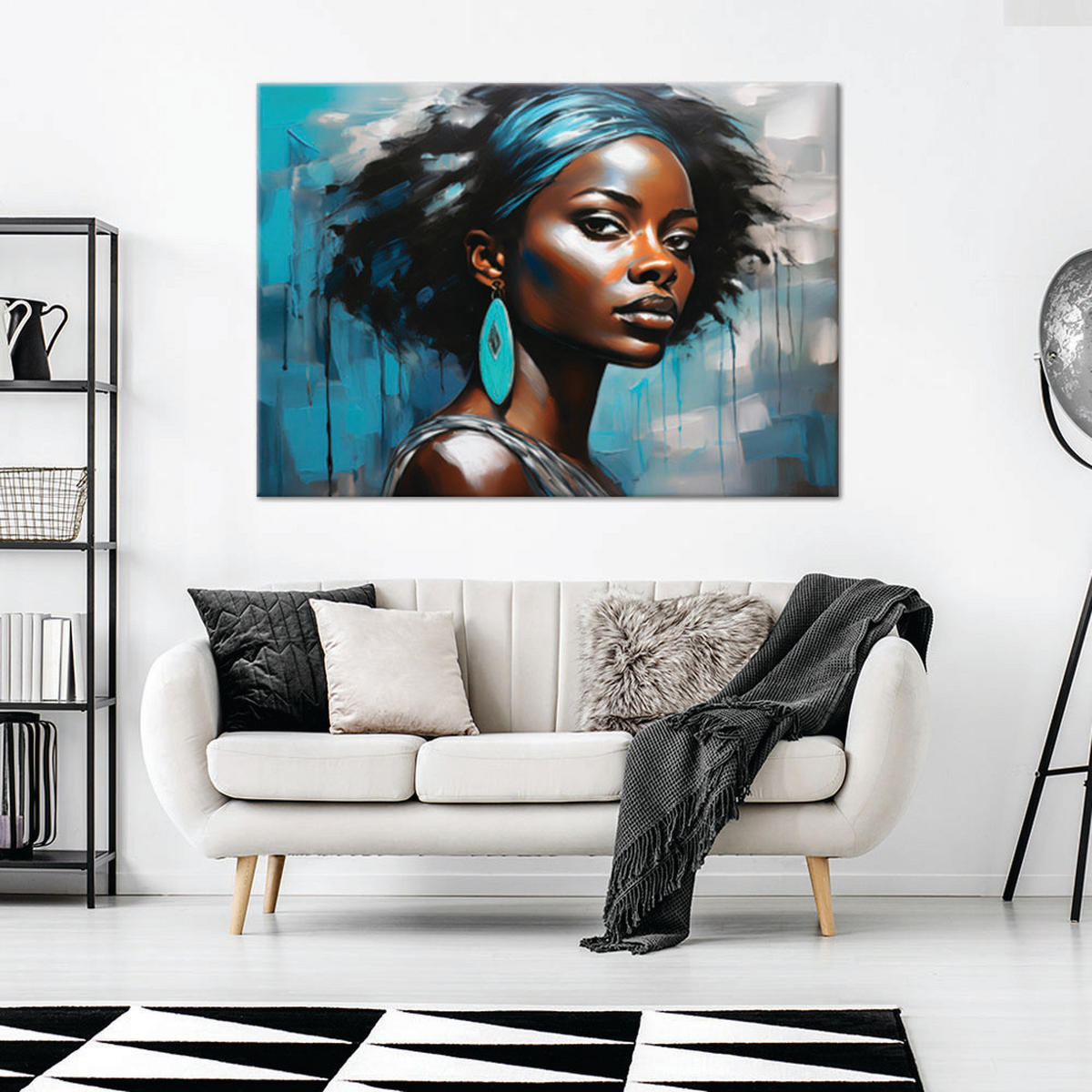 WANDBILD frau glamour blau - Blau, Textil (60/40cm) - Feeby