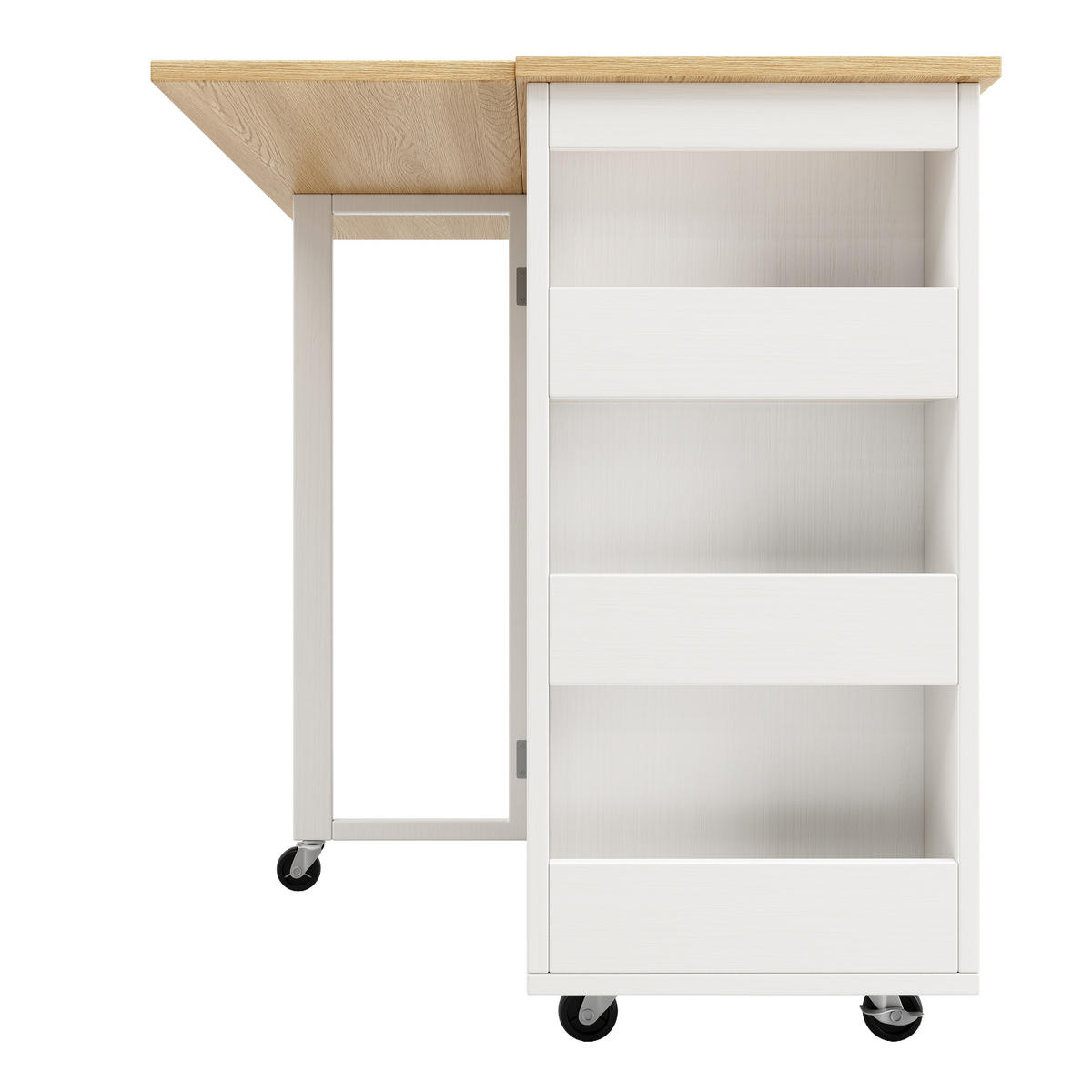 KÜCHENINSEL in Weiß und Naturfarben Servierwagen mit Schubladen für Küche und Esszimmer, B131.5/T43/H90.7 cm - Weiß/Naturfarben, Holzwerkstoff/Metall (131.5/90.7/43cm) - STILVORA