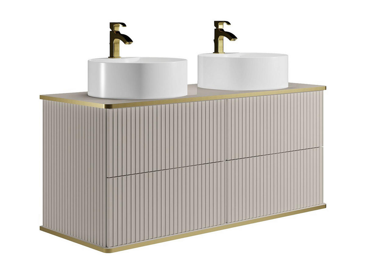 DOPPELWASCHTISCH - 120 cm x 47 cm - Holz, Platte - Beige - KELIZA - Beige, Holz (120/54/47cm) - Vente-Unique