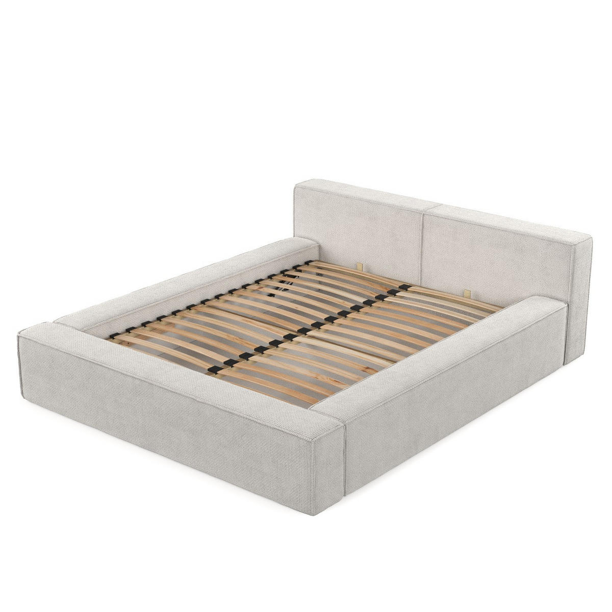 POLSTERBETT Casto mit Stauraum 140/200 cm Creme im Bonita Stoff - Creme/Schwarz, Holz/Holzwerkstoff (140/200cm) - AltaBeds