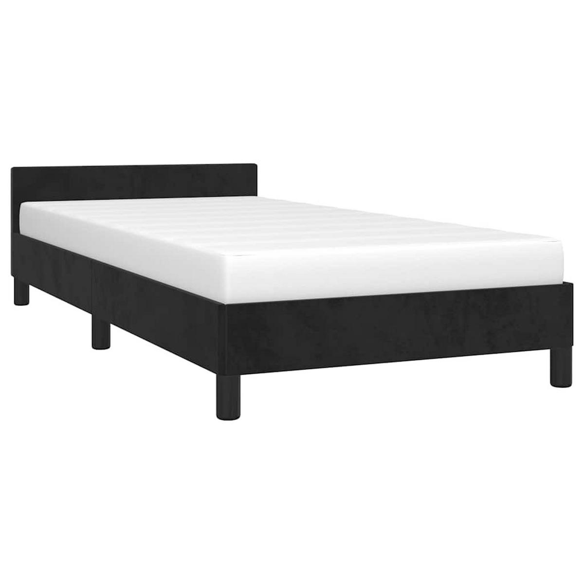 BETTGESTELL Mit Kopfteil Ohne Matratze Schwarz 90/200 Cm Samt - Schwarz, Holz (90/200cm) - vidaXL