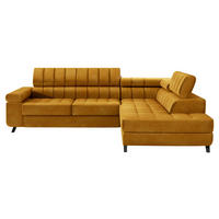 ECKSOFA Nord, Seite: Rechts - Currygelb/Schwarz, Holz/Textil (264/203cm) - MIRJAN24