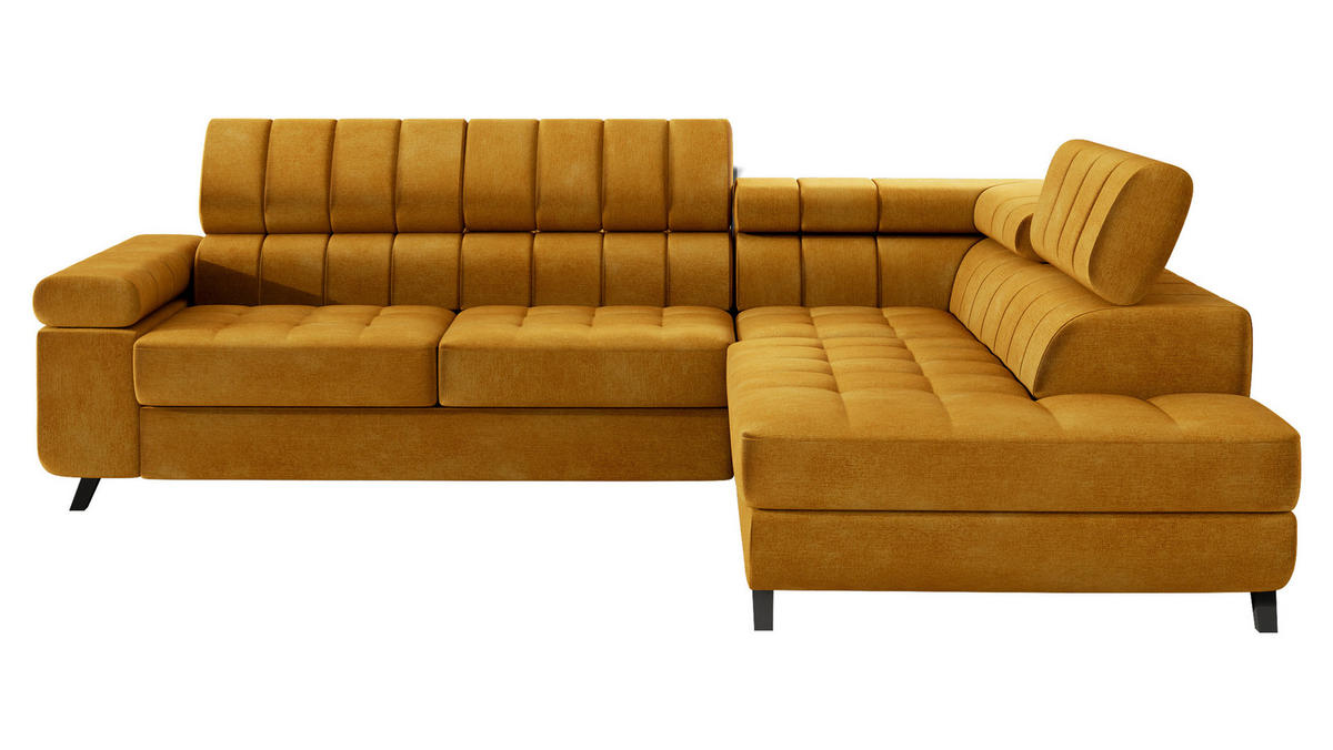 ECKSOFA Nord, Seite: Rechts - Currygelb/Schwarz, Holz/Textil (264/203cm) - MIRJAN24