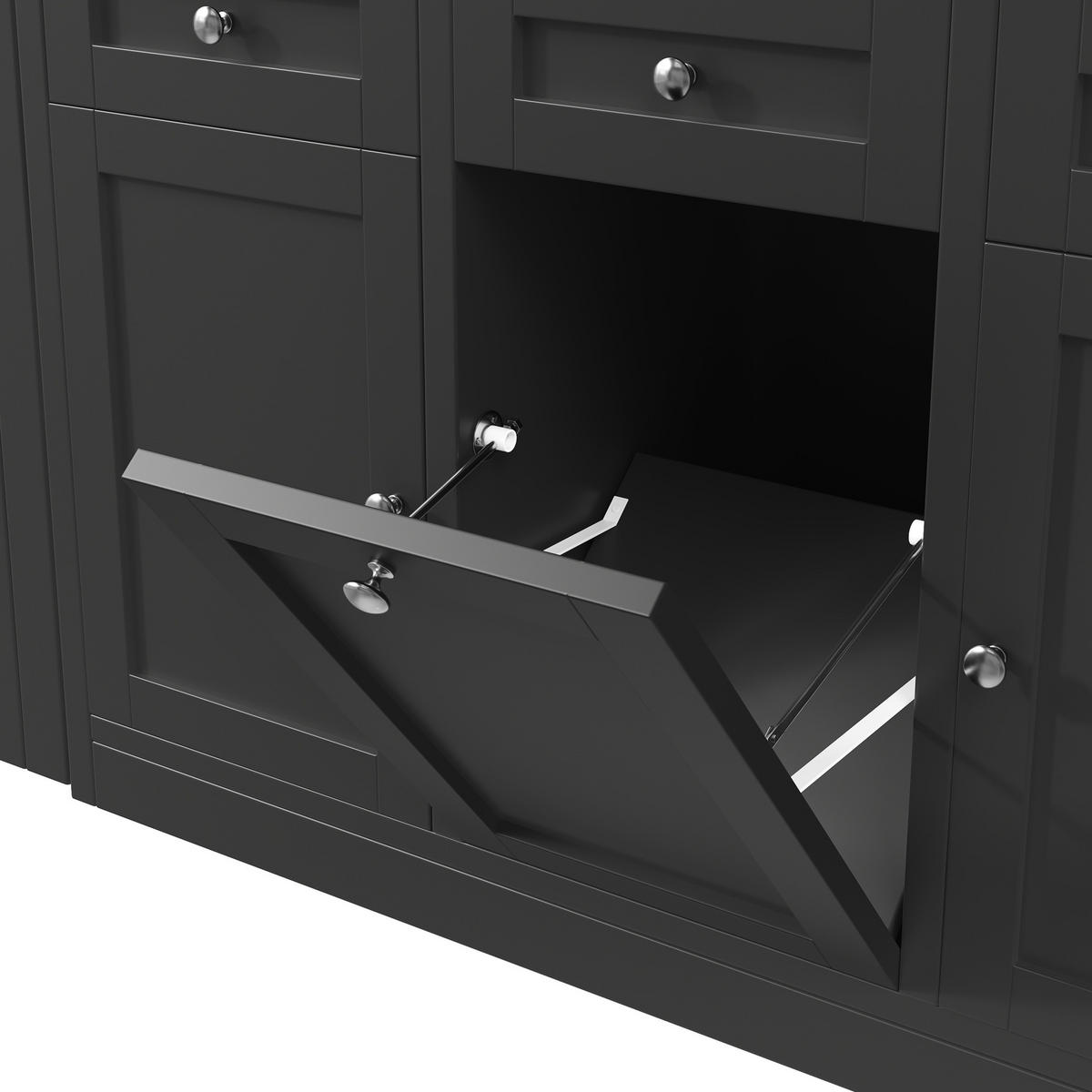 BARTISCH ausziehbar 120-200 cm mit Stauraum MDF Black - Schwarz, Holzwerkstoff (200/40/75.5cm) - Meubliv