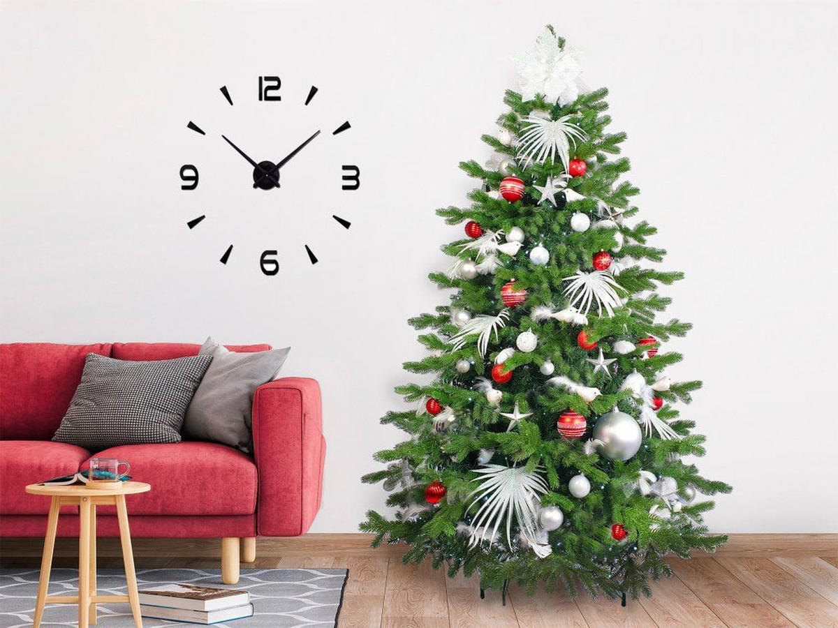 WEIHNACHTSBAUM künstlicher 150 cm, POLAR RED II, mit 133-teiligem Weihnachtsbaumschmuck, inkl. Metallständer und Aufbewahrungsbox - Rot/Silberfarben, Kunststoff/Metall (104/150cm) - LAALU