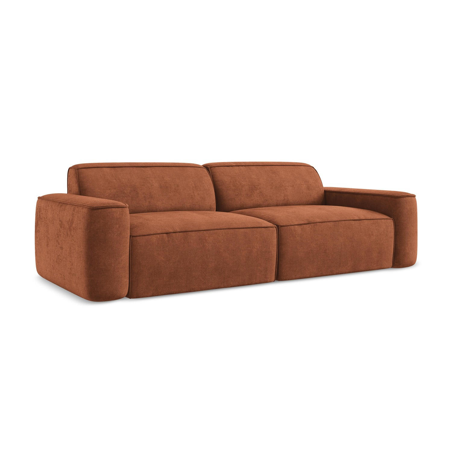 4-SITZER-SOFA Chenille Stoff Orange - Terracotta/Schwarz, Holzwerkstoff/Kunststoff (244/70/102cm) - LaMiaSofa