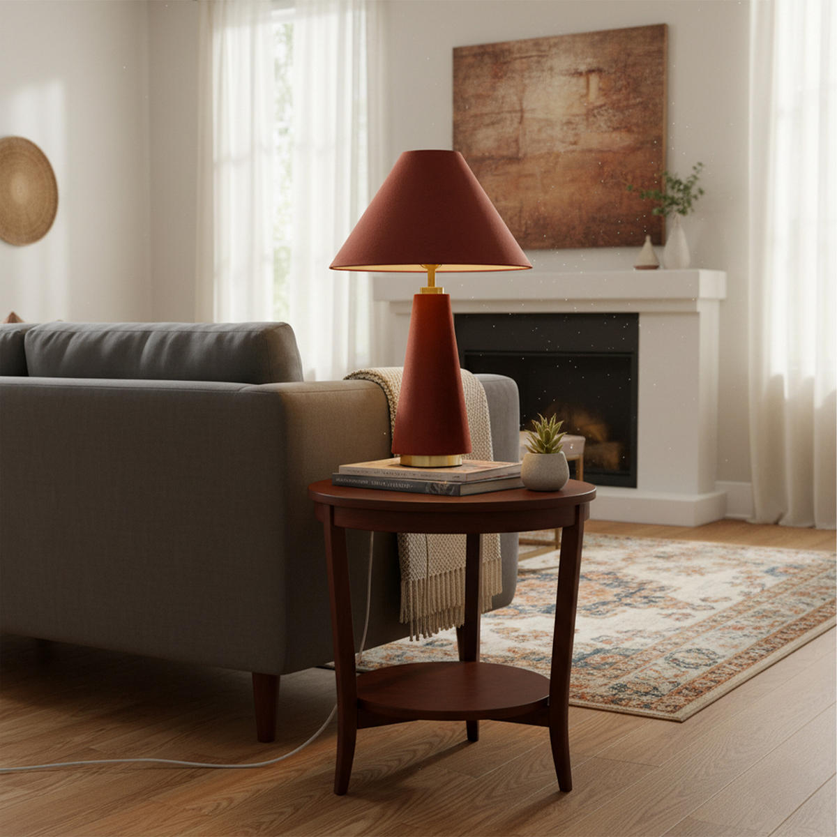 TISCHLAMPE - Rosa, Textil/Metall (30/30/47cm) - Relaxdays