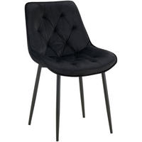 STUHL Samt schwarz - Schwarz, Textil/Metall (52/84/59cm) - CLP