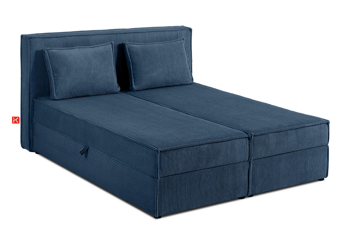 BOXSPRINGBETT ROTI mit Stauraum, marineblau - Schwarz/Dunkelblau, Holz/Holzwerkstoff (140/200cm) - KONSIMO®