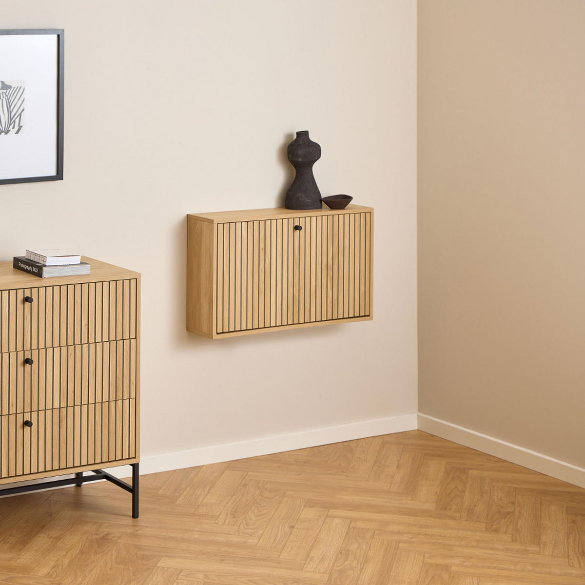 WAND-SCHUHSCHRANK aus Holz, L71,6 cm - Storo - Helles Holz - Eschefarben, Holz (72/43/17cm) - Drawer