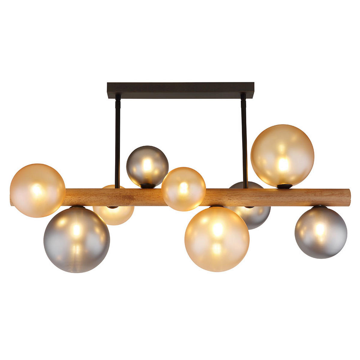 LED-DECKENLEUCHTE RIHA - Schwarz, Holz (78/29/45cm) - Globo Lighting