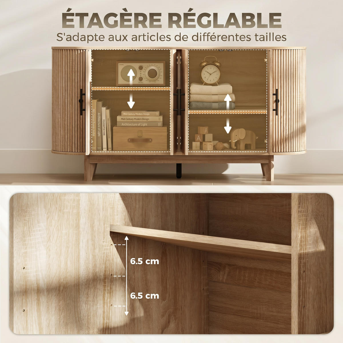 SIDEBOARD Eiche-Nachbildung, 4 Türen, 147/40/76 cm - Eichefarben, Holz (147/76/40cm) - PANGIVO