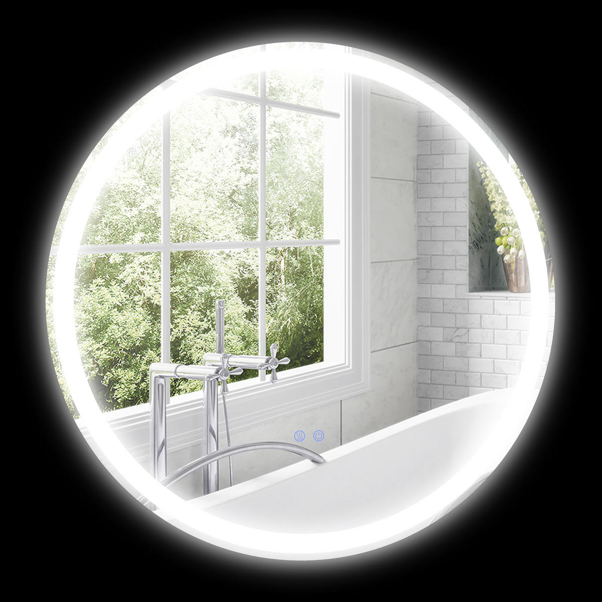 BADEZIMMERSPIEGEL DE-15145 mit 3 LED-Farben und dimmbar Weiß/Silber - Silberfarben, Metall (60/3/60cm) - ComfortXL