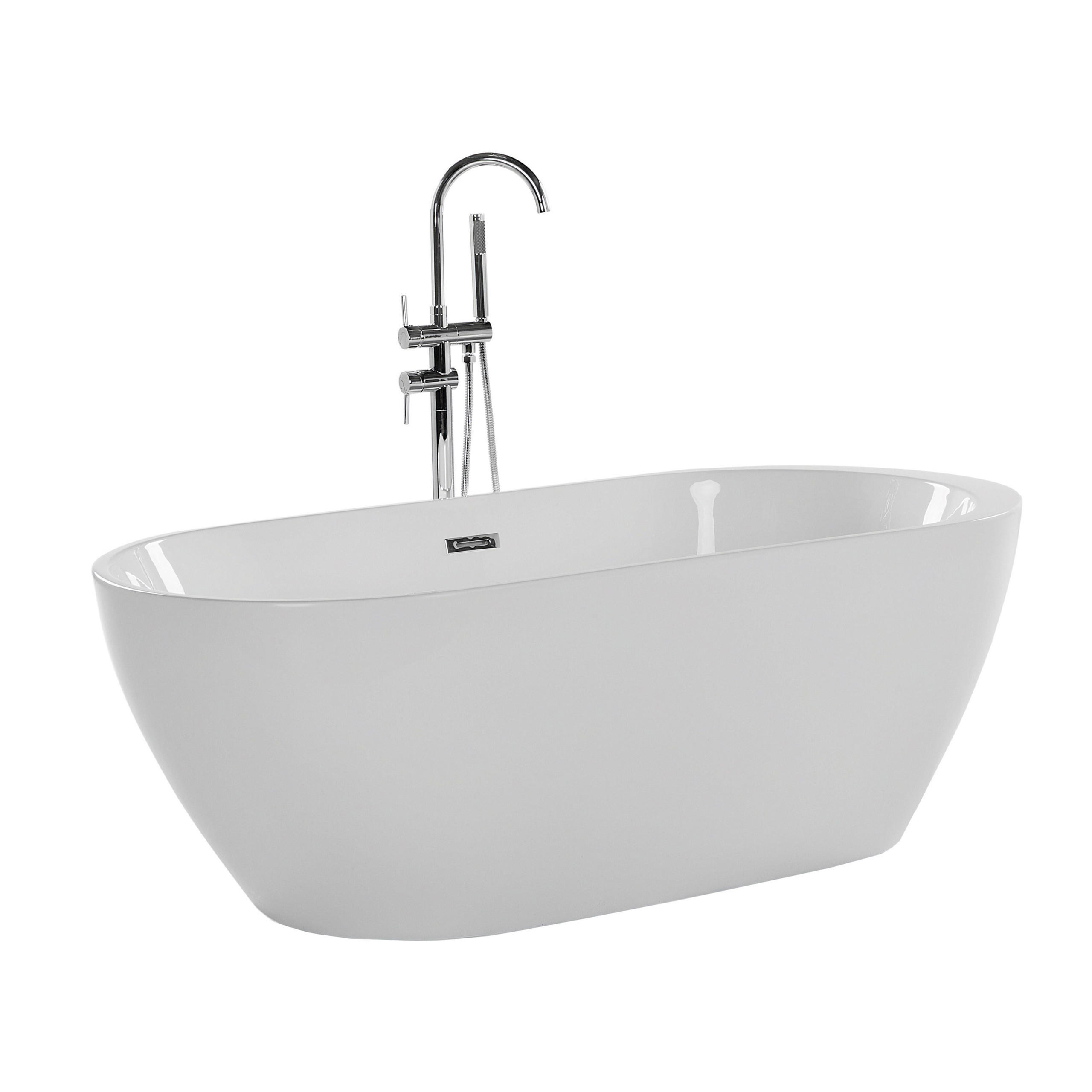 BADEWANNE FREISTEHEND 75x150x58 cm weiß Nevis - Weiß, Kunststoff (75/58/150cm) - Beliani