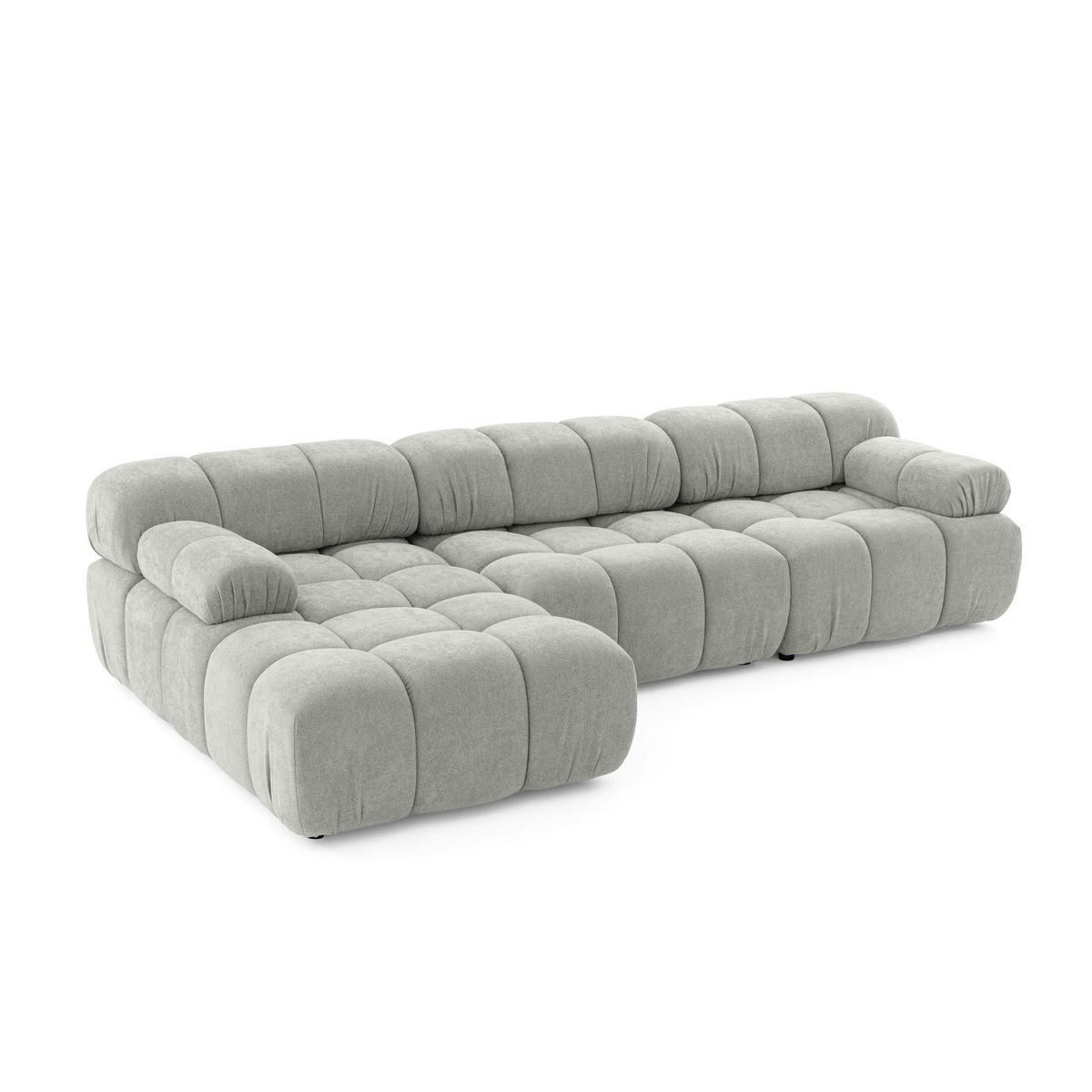 MODULARES Ecksofa MOMENTUM L, Links, Breite 282 cm, strukturierter Stoff, Grau - Chromfarben/Grau, Holz/Textil (282/155cm) - Muffo