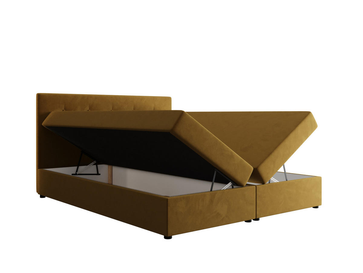 BOXBETT FADO 22 mit Matratze H3, Bonell und Topper 140x200 Itaka 33 - Orange, Holz/Textil (140/200cm) - Bedante
