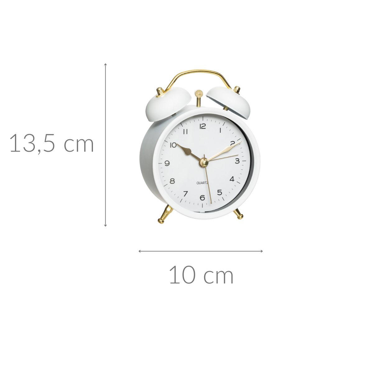 WECKER mit goldenen Uhrzeigern 10/5,5/13,5 cm - Weiß, Metall (5.5/13.5/10cm) - Atmosphera Createur d´interieur