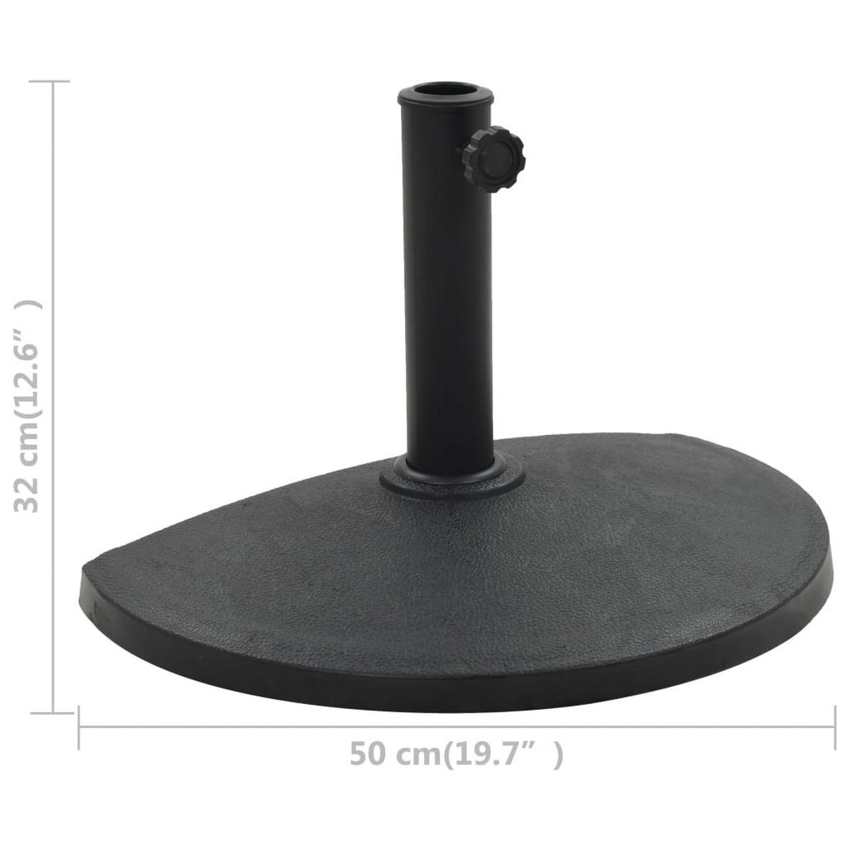 SONNENSCHIRMFUSS Halbrund 9 Kg Schwarz Polyharz - Schwarz, Kunststoff (50/50cm) - vidaXL