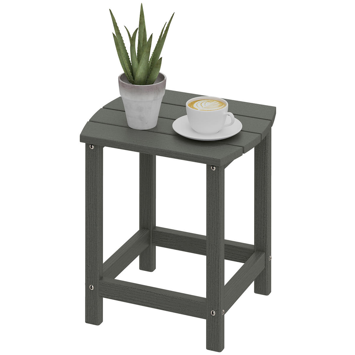 GARTENTISCH DE-07334 aus HDPE und wetterfest Grau - Grau, Kunststoff (48/37/46cm) - ComfortXL
