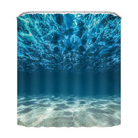 DUSCHVORHANG 3D wasserdicht 180 x 180 cm für Dusche Badezimmer mit Haken - Blau, Textil (180/180cm) - MCBOSON