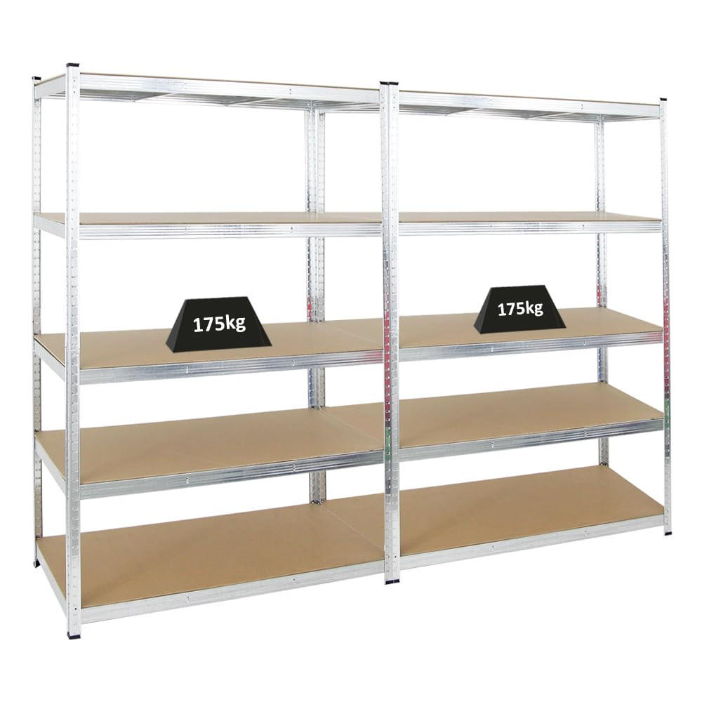 KELLERREGAL Gorilla 2er-Set mit 2x 180x120x60 cm Fachlast 175 kg Verzinkt - Silberfarben, Metall (120/180/60cm) - PROREGAL
