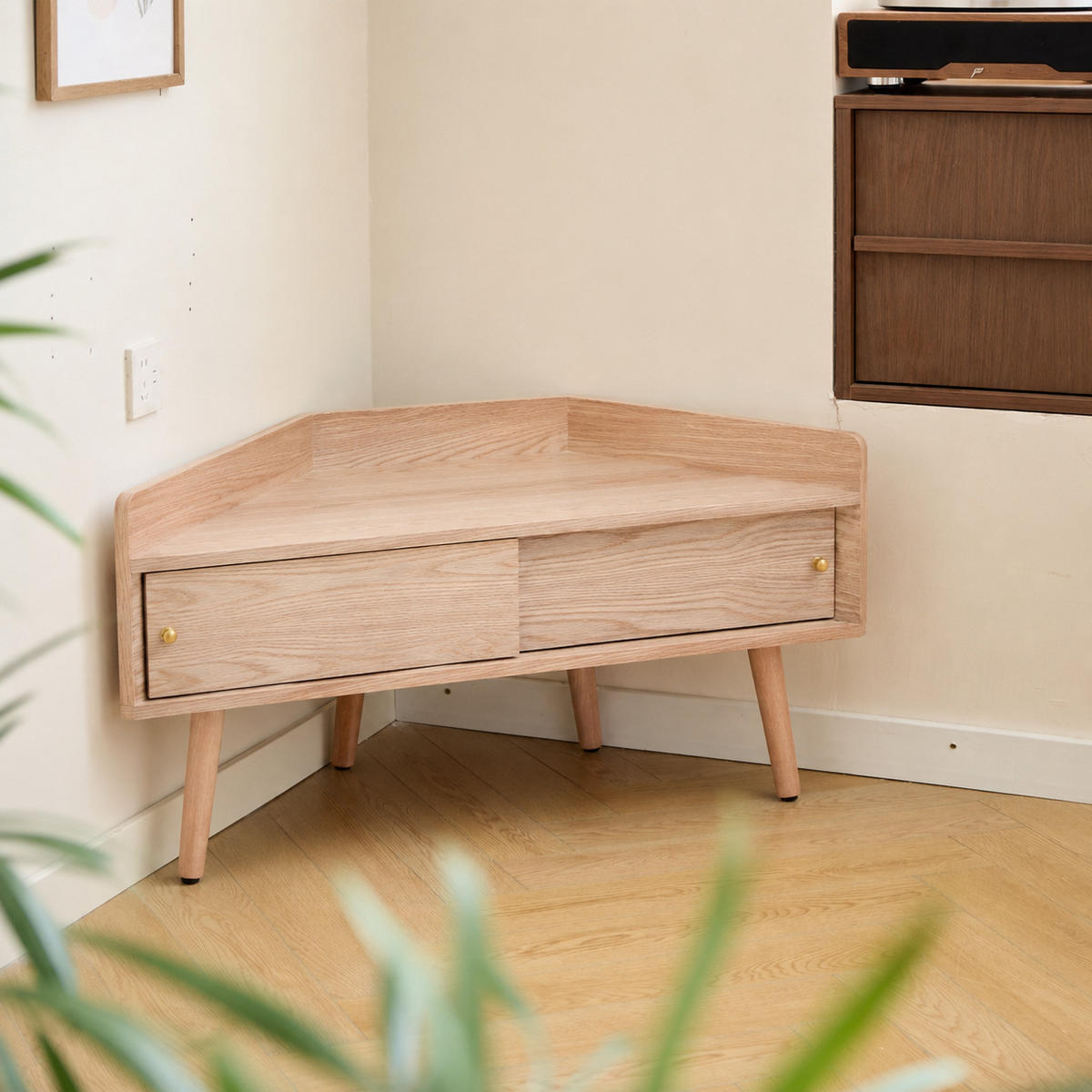 ECK-TV-SCHRANK Holz Braun 94 x 38 x 47 cm - Braun, Holz (94/47/38cm) - Nordlys