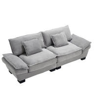 2-SITZER 224/81/81 cm Hellgrau aus Samt mit ultratiefem Sitz - Grau, Textil (81/81/224cm) - OKMYHOME