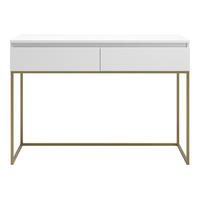 SCHMINKTISCH Selsey Bemmi Weiß mit goldenem Metallgestell 120 cm - Goldfarben/Weiß, Holzwerkstoff/Metall (120/80/50cm) - Selsey