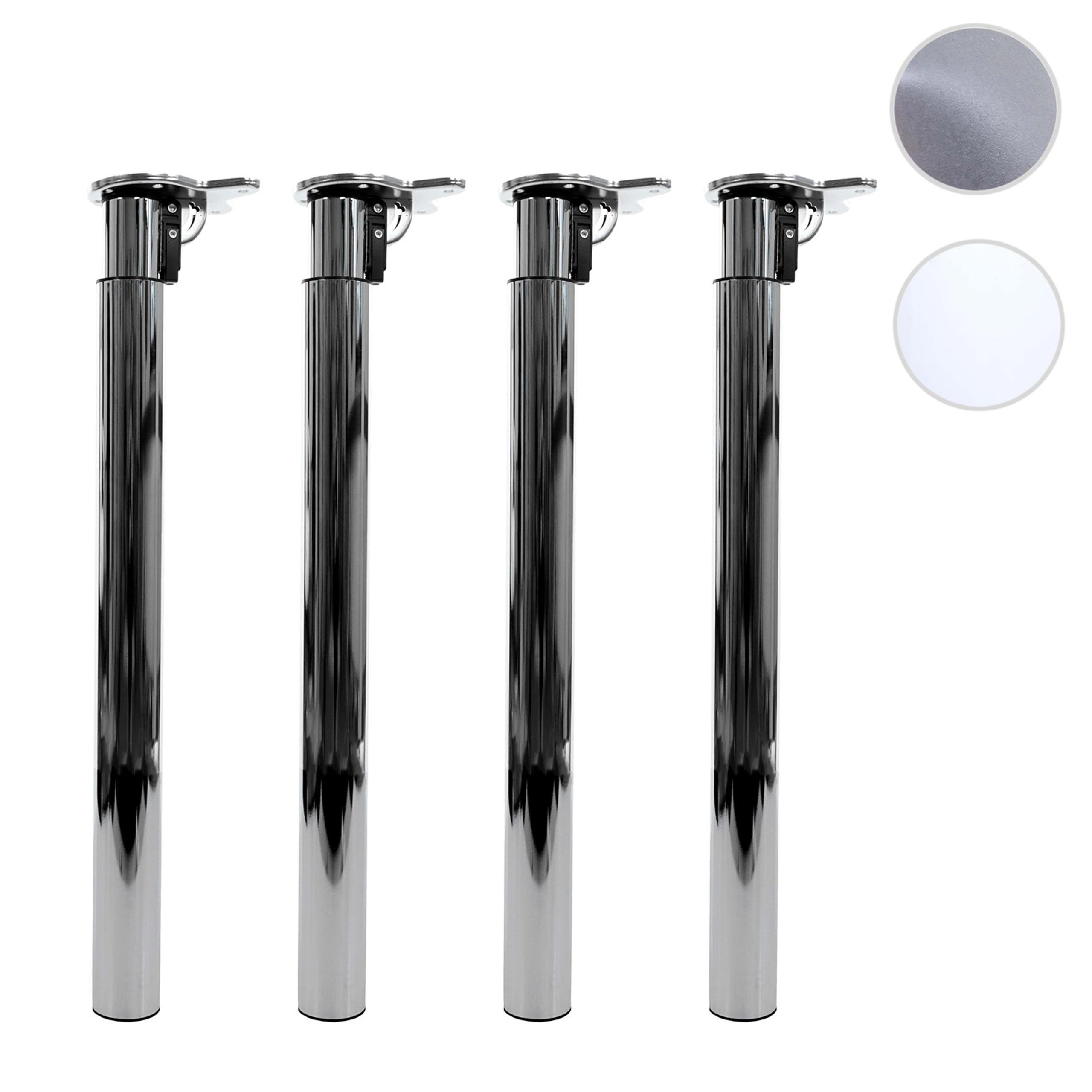 TISCHBEIN rund Grau 4er-Set - Grau, Metall (14/110/6cm) - MCW