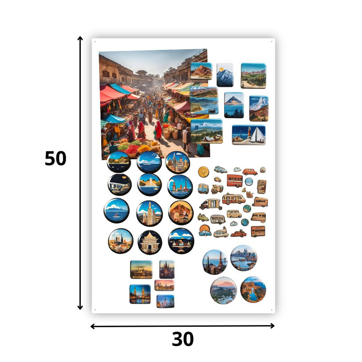 MAGNETTAFEL Klein & Groß Weiß 50x30 cm - Magnetisches Stahlboard für Magnete, Fotos und Notizen, Beschreibbar - Weiß, Metall (30/50/0.7cm) - ANWICAR