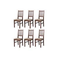 STUHL Bos 4 (6er Set) - Walnussfarben/Bronzefarben, Holz (43/94/40cm) - Leaf Design