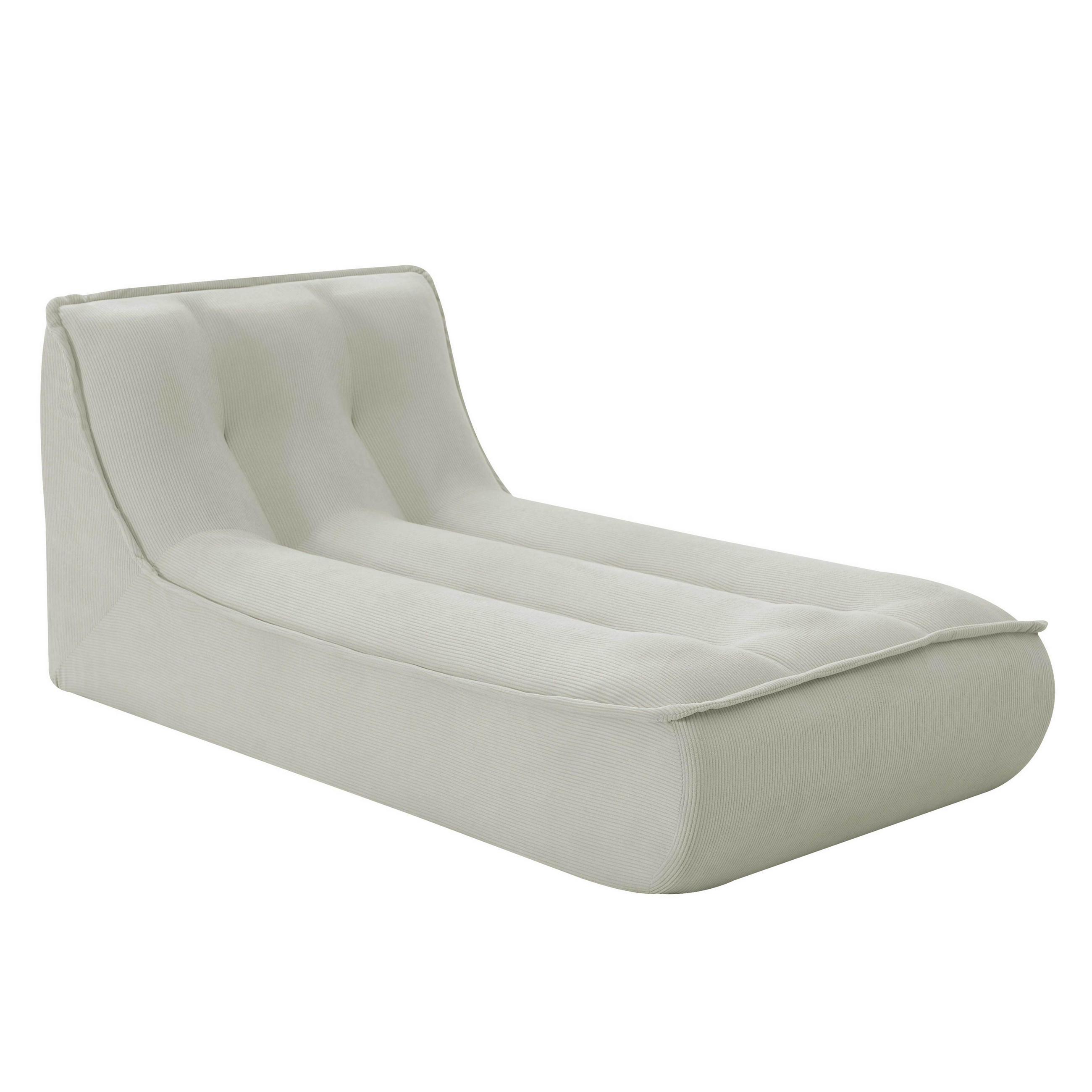 CHAISELONGUE, Ekru - Weiß, Textil (165/70/80cm) - Oviala