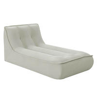 CHAISELONGUE, Ekru - Weiß, Textil (165/70/80cm) - Oviala