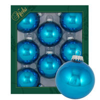 CHRISTBAUMKUGELN Uni-Design Seraphina Blau 7cm (Glas / 8 Stk.) - Blau, Glas (7/7/7cm) - Krebs Glas Lauscha