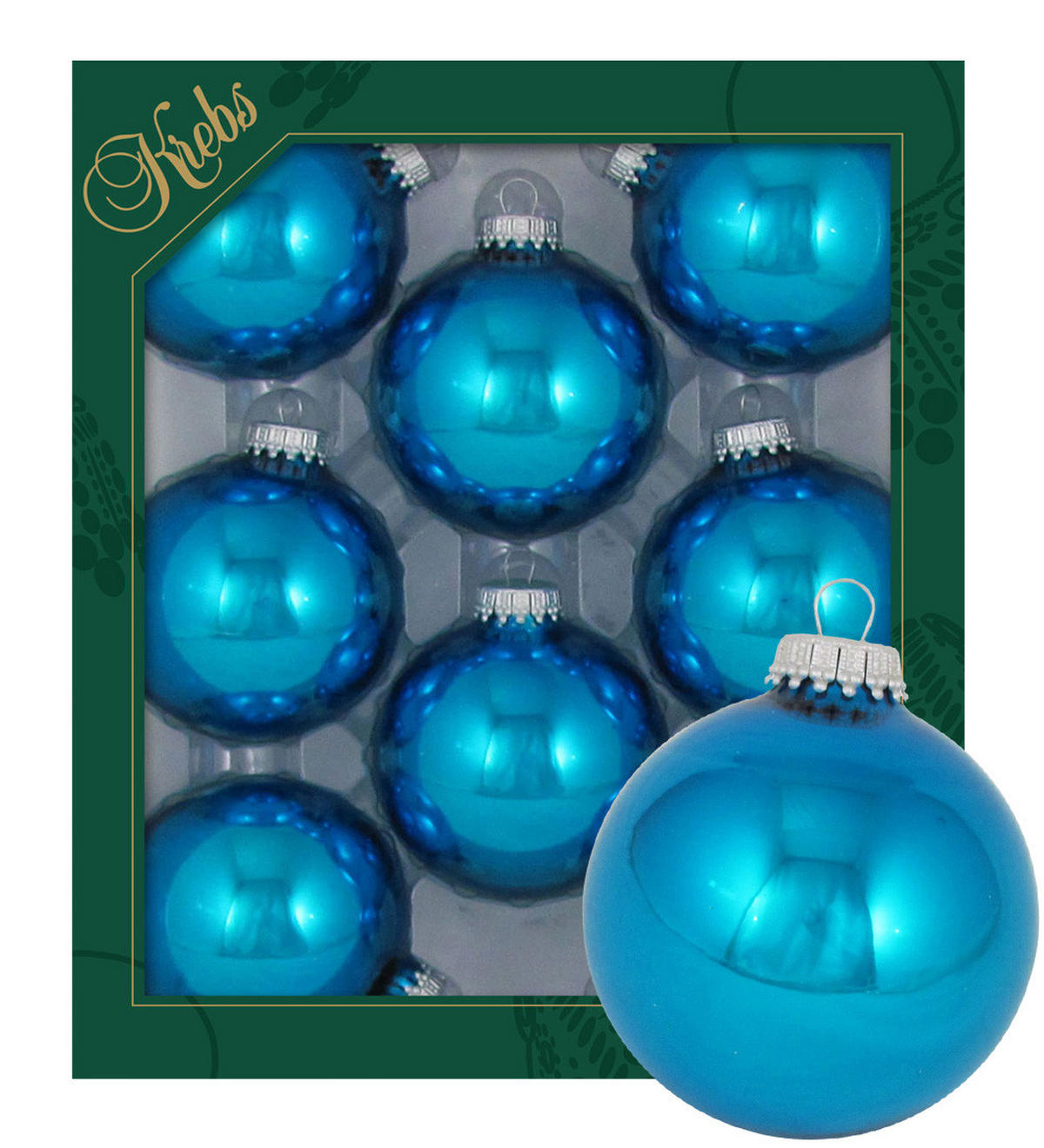 CHRISTBAUMKUGELN Uni-Design Seraphina Blau 7cm (Glas / 8 Stk.) - Blau, Glas (7/7/7cm) - Krebs Glas Lauscha