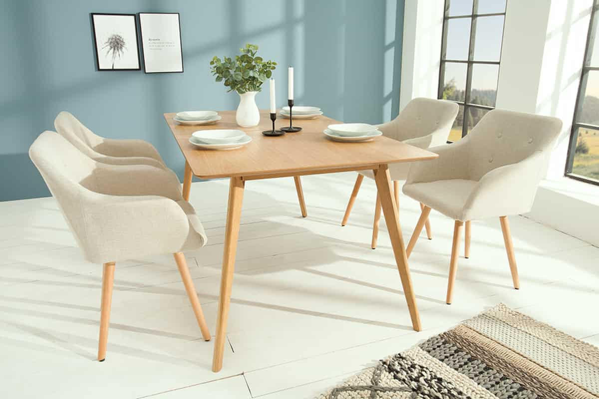 STUHL SCANDINAVIA MEISTERSTÜCK Strukturstoff Beige 85 cm - Beige/Braun, Holz/Textil (55/85/55cm) - riess-ambiente