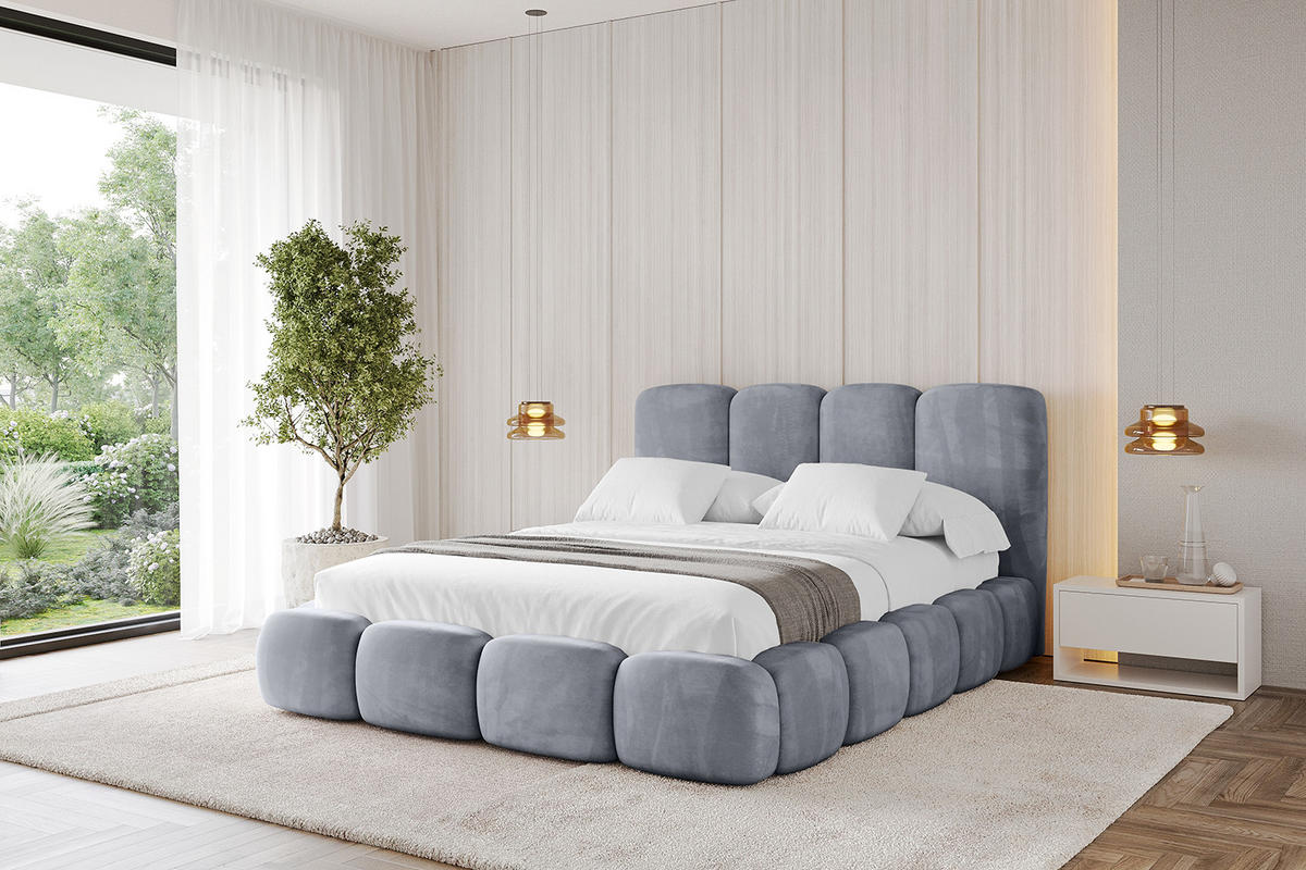 POLSTERBETT mit Bettkasten und Lattenrost, Boxbett ohne Matratze - KALA 180x200 Grau - Grau, Holzwerkstoff/Textil (180/200cm) - ALTDECOR