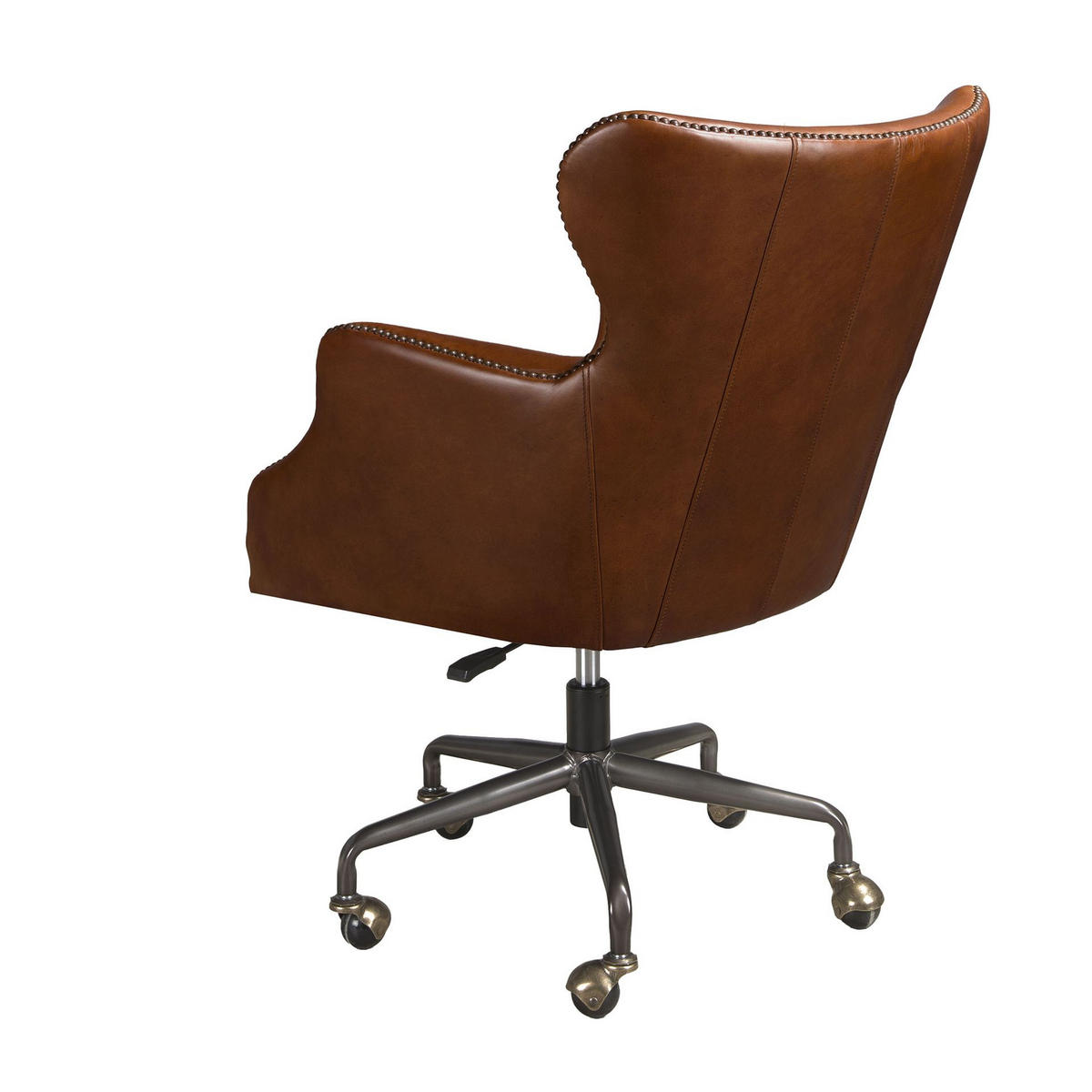 CHEFSESSEL Drehsessel dunkelbraunes Leder 64/74/92 cm - Braun, Leder/Metall (64/92/74cm) - ANGEL CERDA