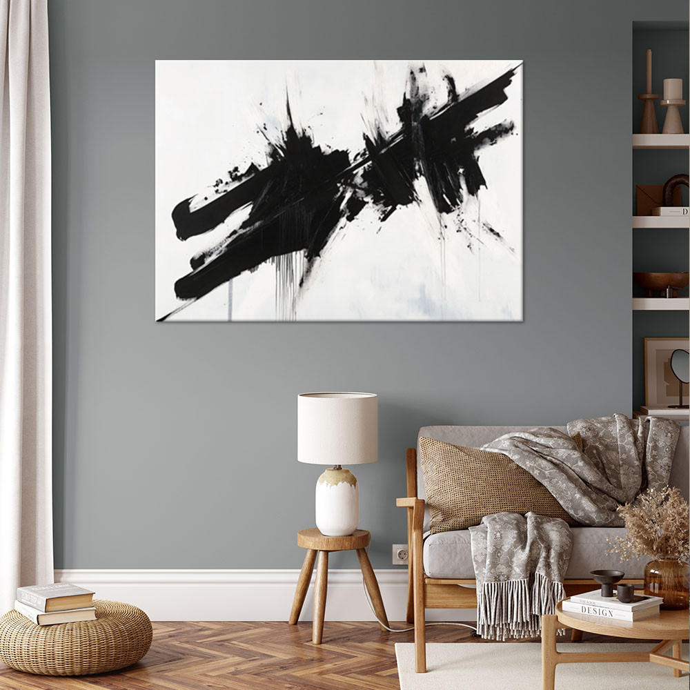 WANDBILD industrielle loft abstraktion schwarz und weiß - Schwarz, Textil (60/40cm) - Feeby