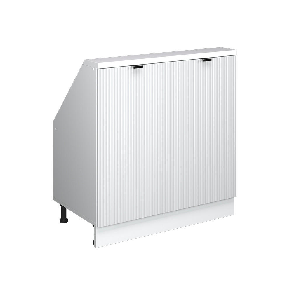 Vicco KUCHYŇSKÁ SKŘÍŇKA POD ŠIKMOU STŘECHU R-Line Bílé zvlnění 80 cm se 2 dvířky