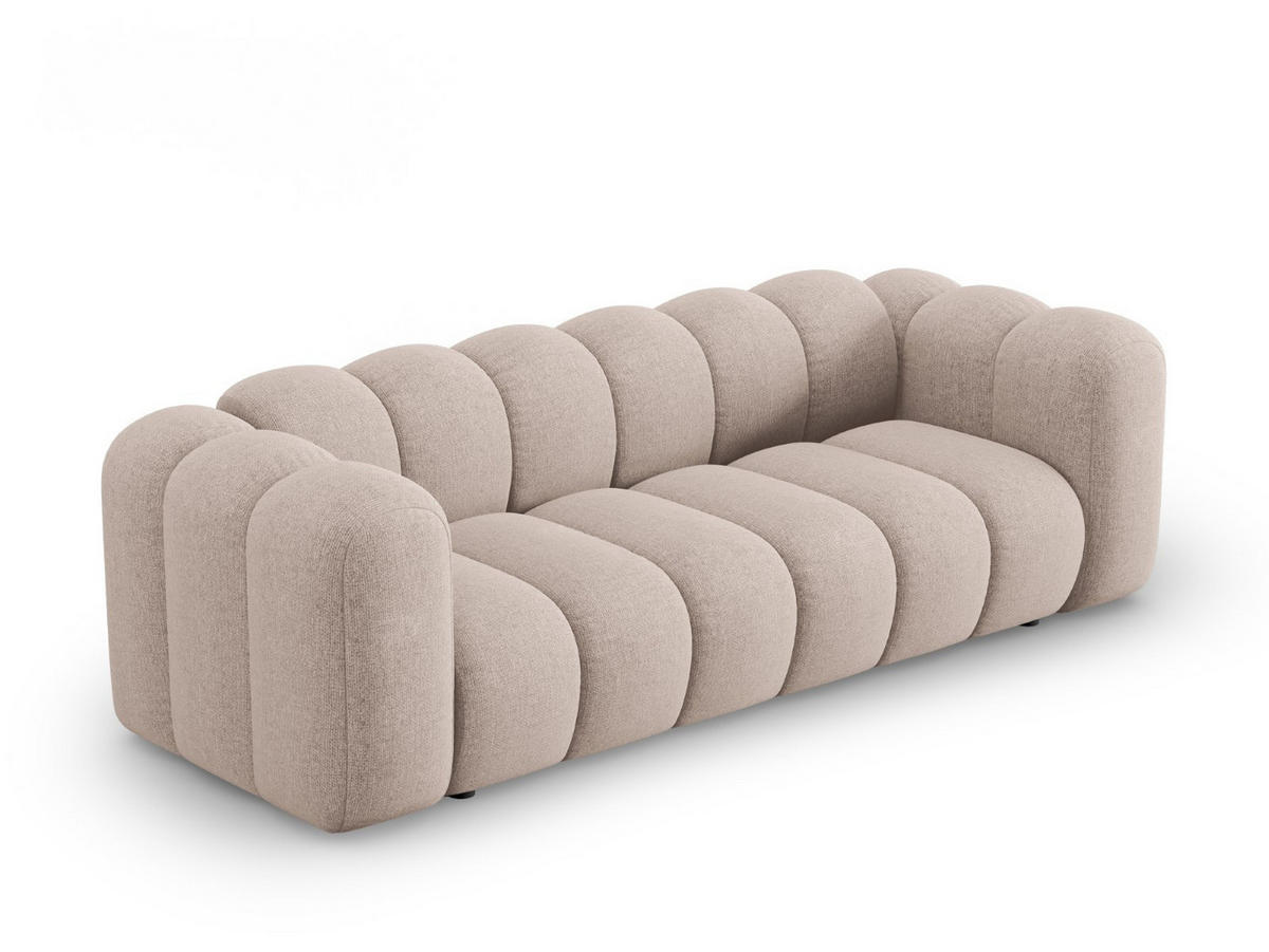SOFA Lupine aus Chenille-Stoff beige 3 Sitzplätze - Beige, Textil (95/70/230cm) - Micadoni