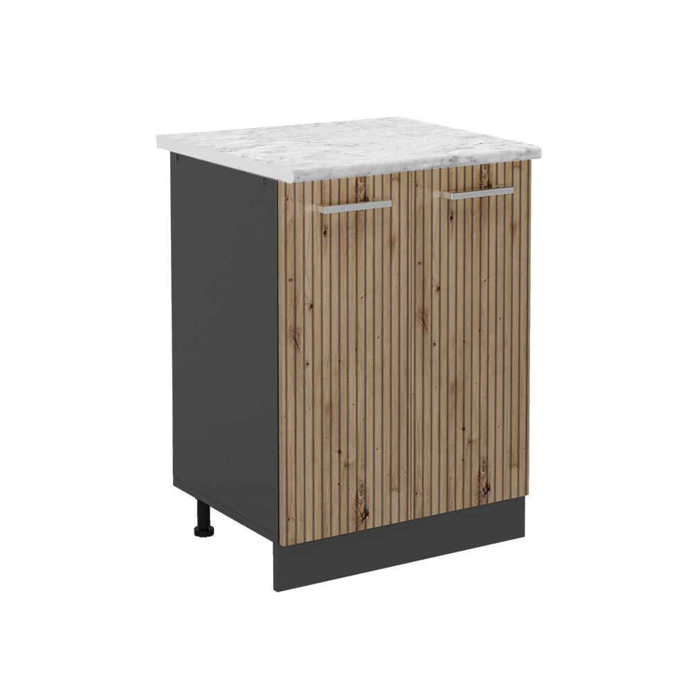 KÜCHENUNTERSCHRANK R-Line Artisan-Eiche 60 cm, AP Marmor - Anthrazit/Eiche Artisan, Holzwerkstoff (60/81.6/46cm) - Vicco