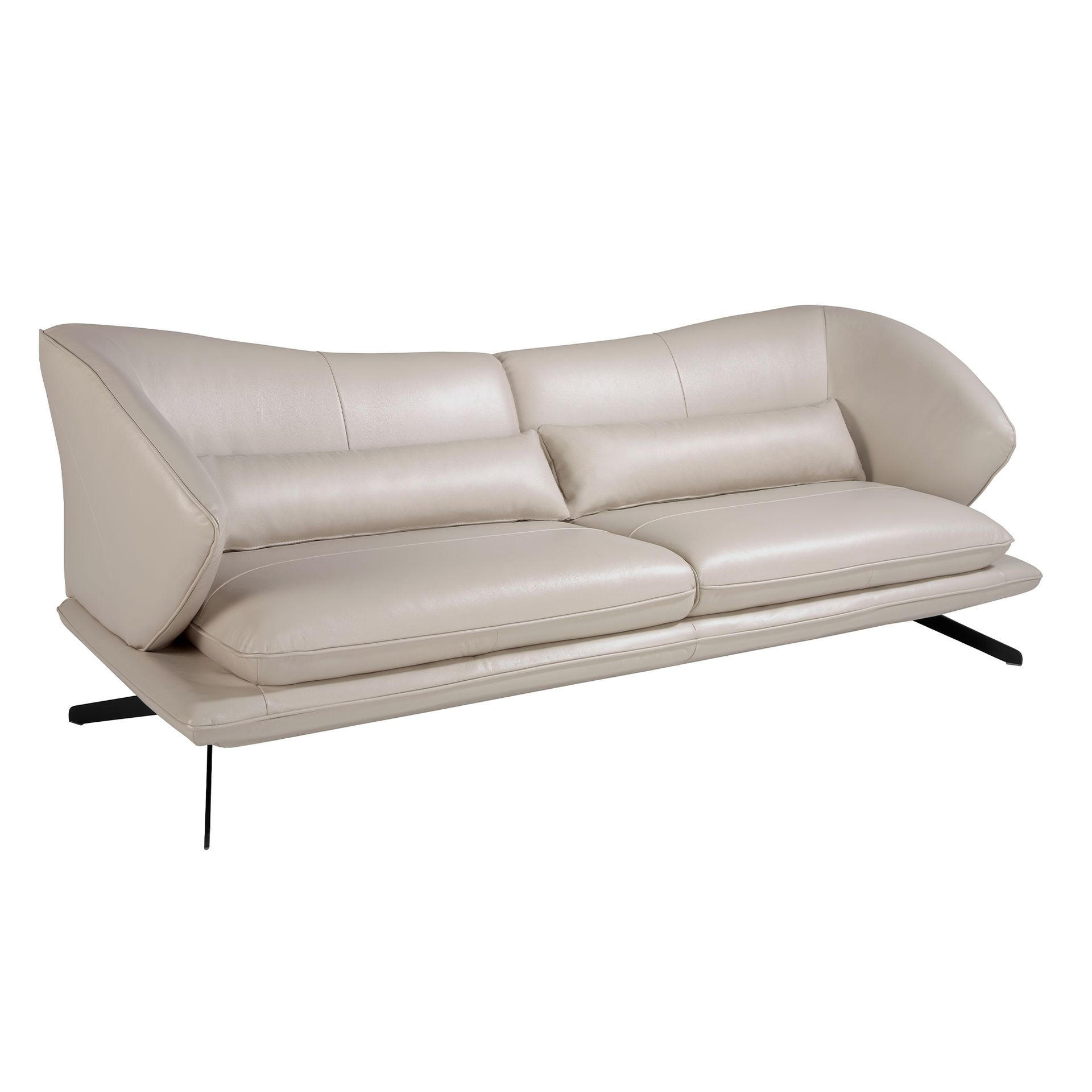 SOFA 3-sitzer ledersofa in taupe grau leder 230/90/85 cm - Dunkelgrau/Schwarz, Leder (230/85/90cm) - ANGEL CERDA